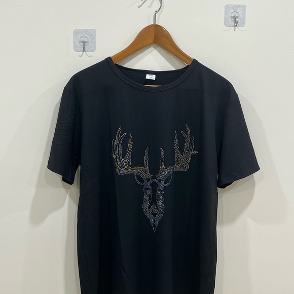 Men Womens short Sleeve T-Shirt Funny Rhinestone Shirts - Picture 7 of 8